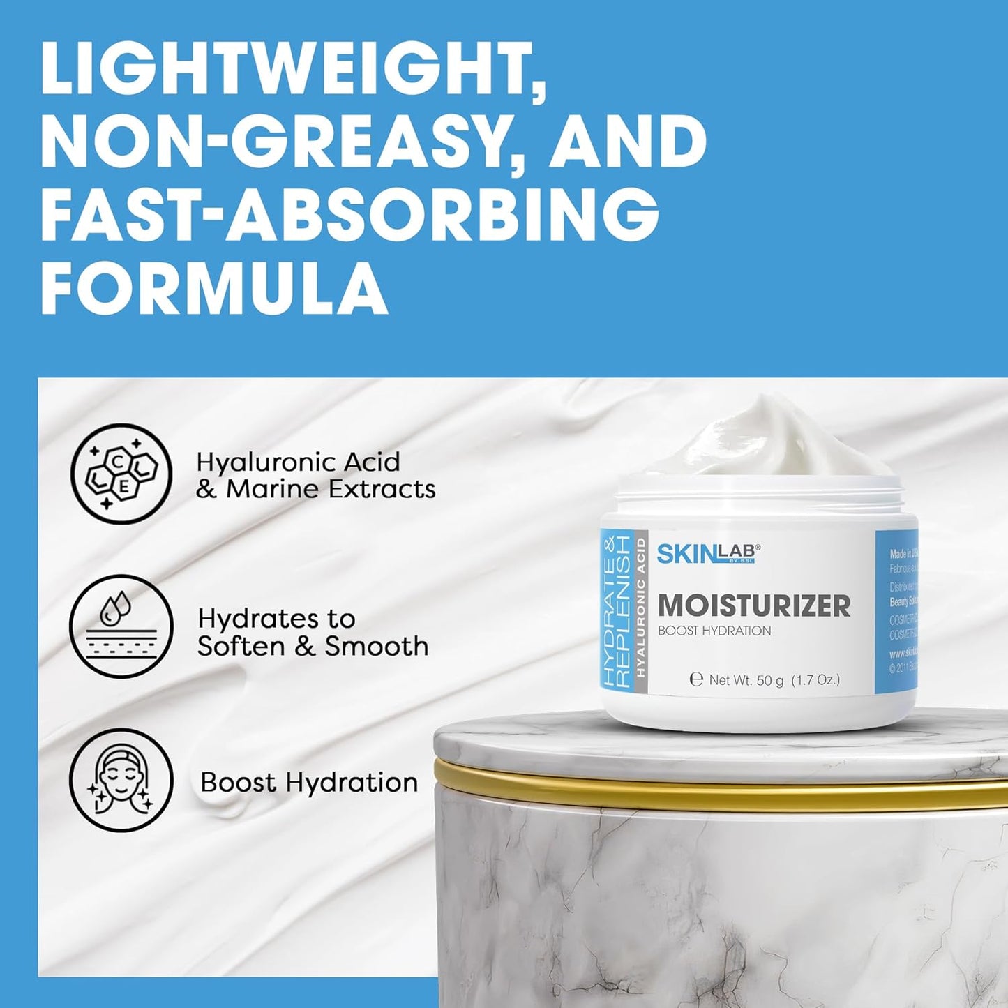 SKIN LAB Hydrate & Replenish Hydra Moisturizer - Daily Hydrating Cream for Dry, Sensitive Skin | 1.7 oz
