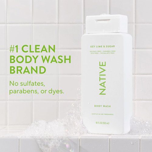 Native Body Wash - Naturally Derived Ingredients for Soft, Hydrated Skin | Key Lime & Sugar, 18 oz