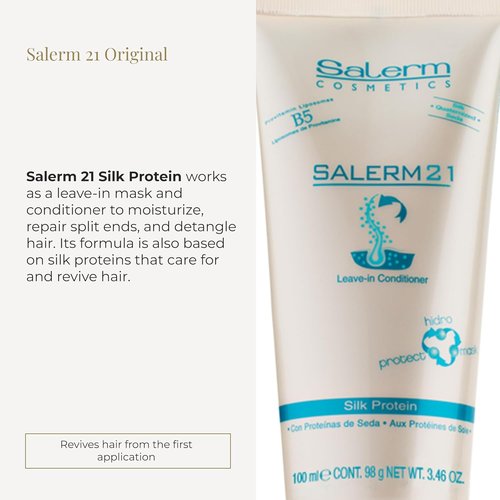 Salerm Instant Hair Conditioner 21 - Silk Protein Leave-In or Rinse-Out - 100 ml Hydrating Heat Protector