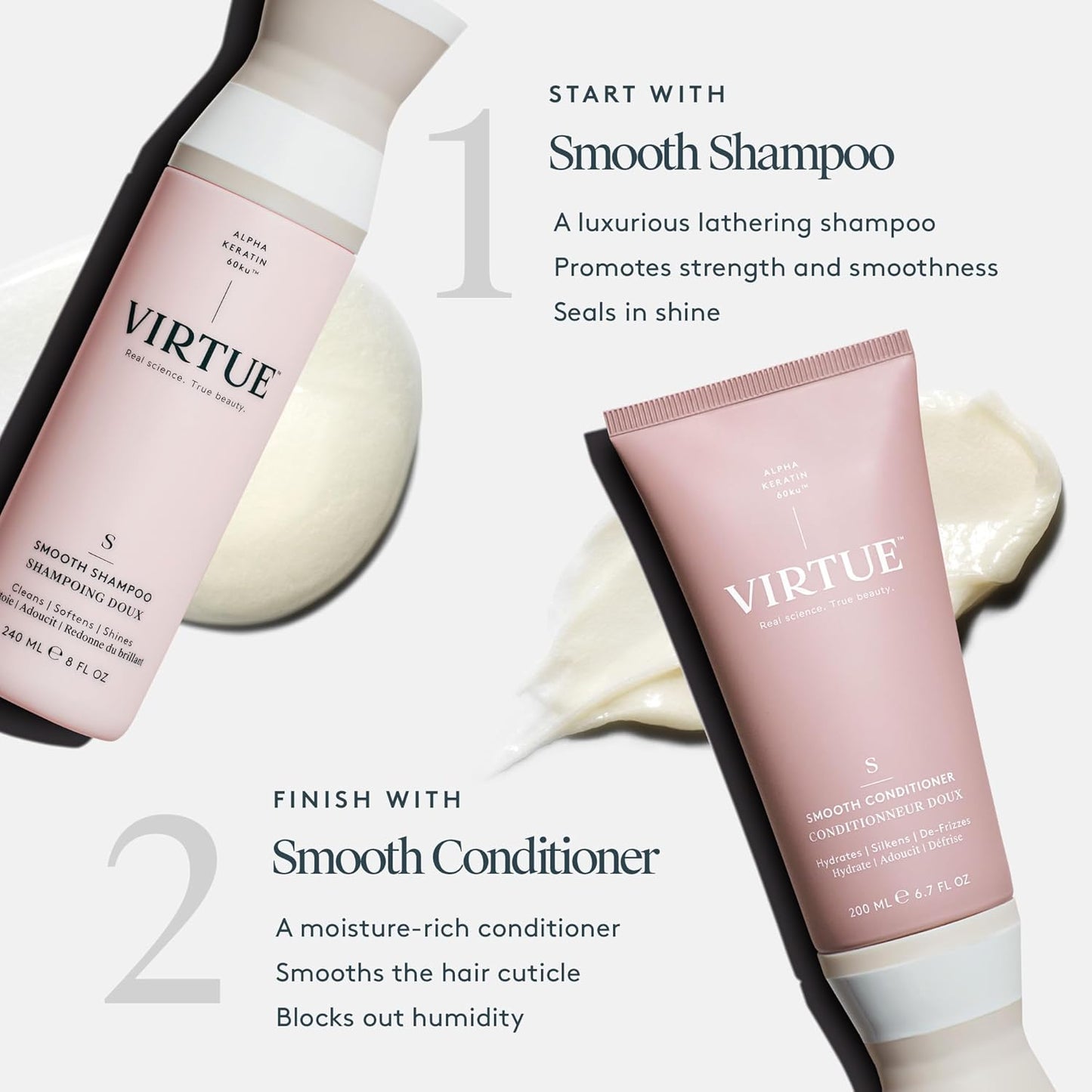 Virtue Smooth Conditioner - Frizz Control for Curly Hair | Sulfate-Free & Color Safe, 8 oz