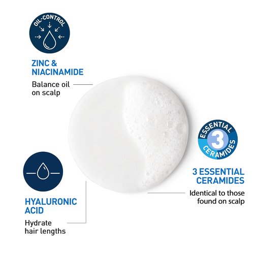 CeraVe Balancing Shampoo - Oil Control & Hydration with Ceramides & Hyaluronic Acid | 12 oz