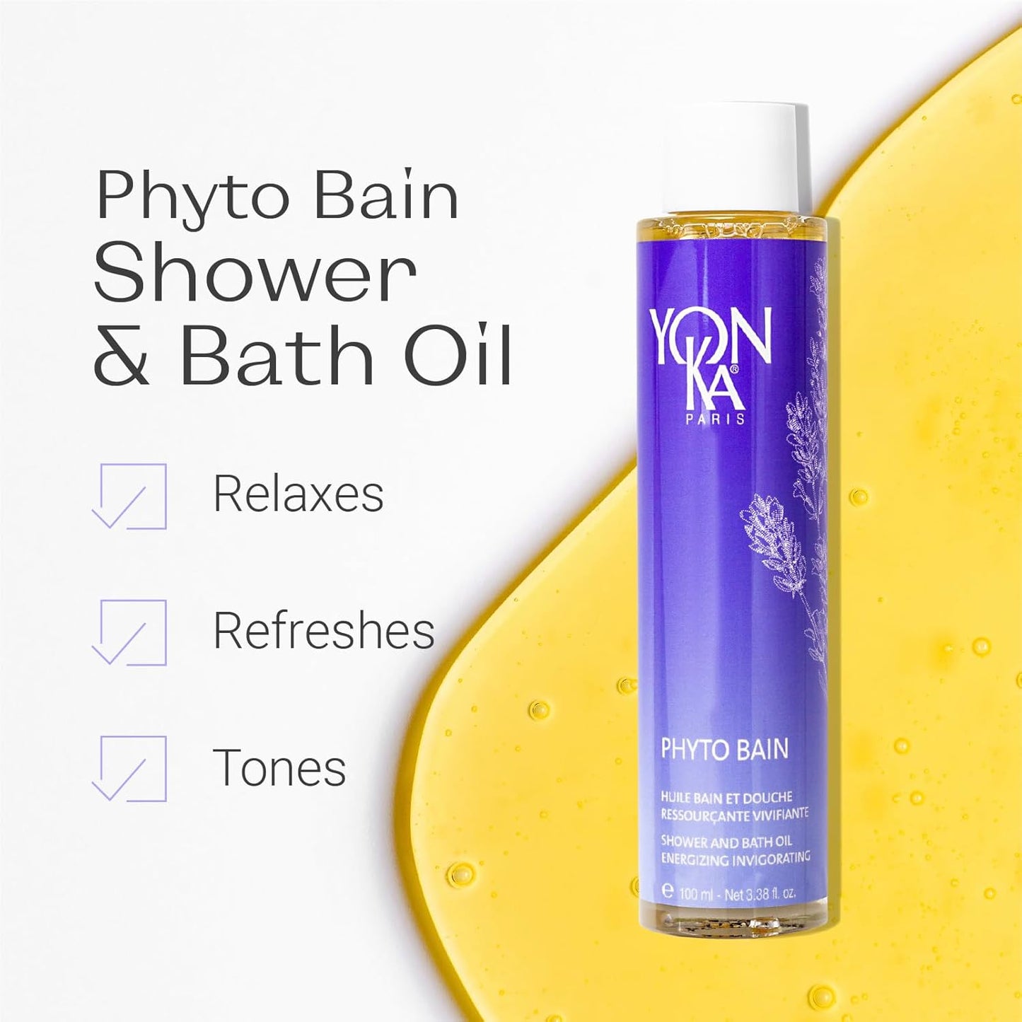 Yon-Ka French Lavender Bath Oil - Relaxing Aromatherapy Oil for Dry Skin | Boost Microcirculation | 3.38 fl oz