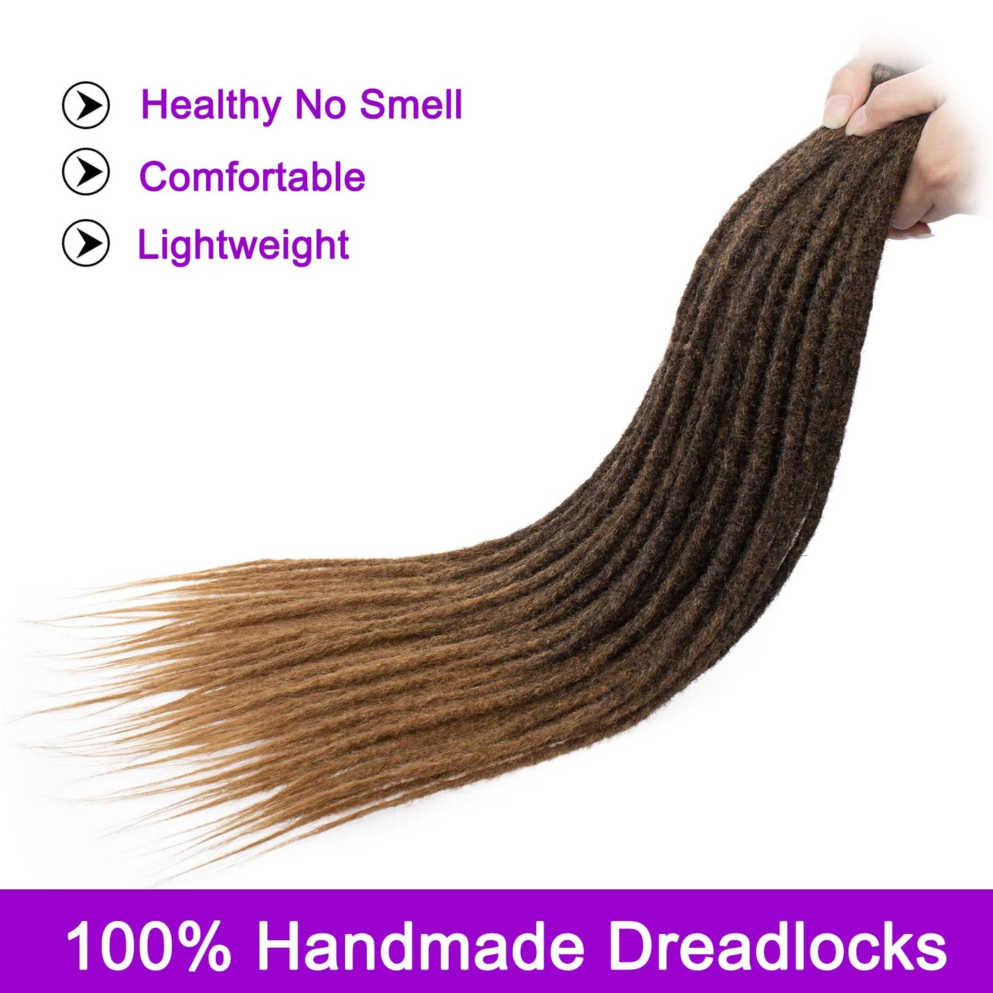 ZRQ 30 Strands 24" Synthetic Dreadlock Extenisons Ombre Blonde Boho Locs Synthetic Dreads,27613 Dreadlocks Goddess Locs Crochet Braids Fake Dreads Hair Extensions 27613#