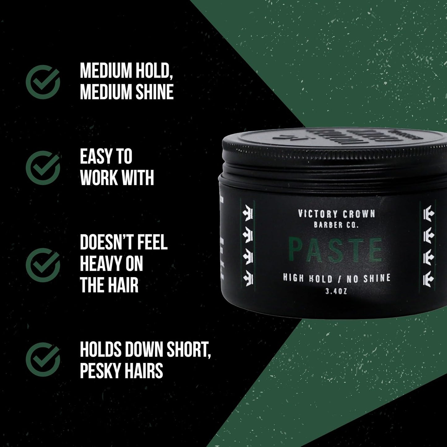 Victory Crown Paste Pomade - Medium Hold & Shine Hair Styling Paste for Textured Looks | 3.4 Oz