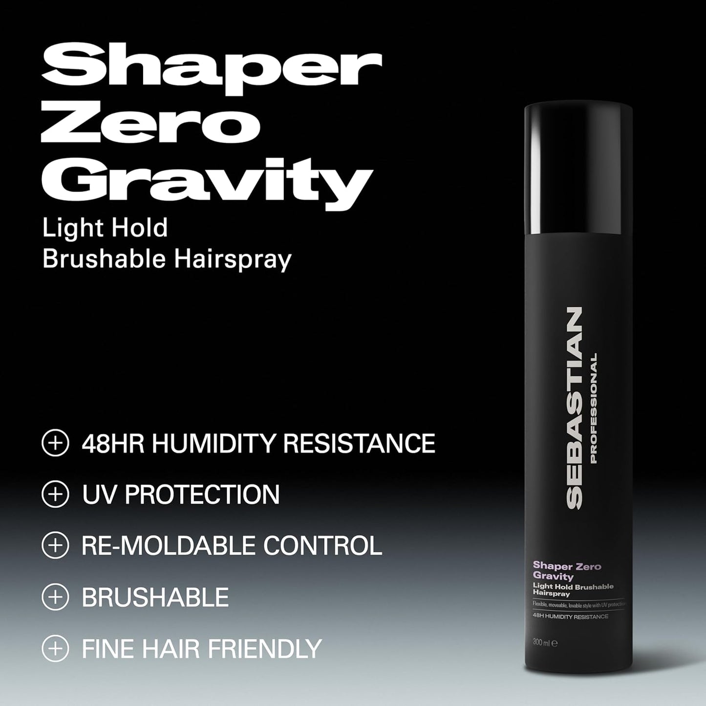 Sebastian Professional Shaper Zero Gravity Hairspray - Lightweight, Flexible Hold | Fast Drying for All Hair Types
