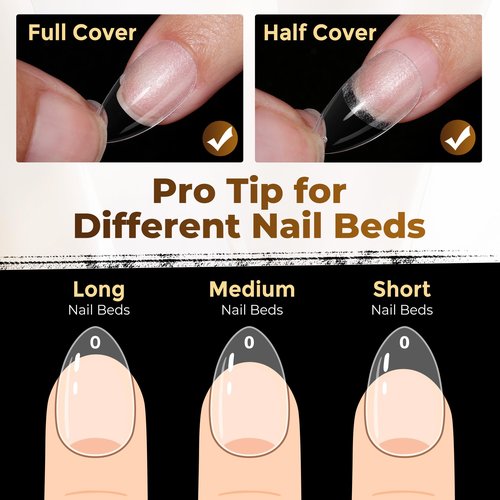 UNA GELLA Short Almond Nail Tips: 504PCS Short Fake Nails Soft Press On Gel Nail Tips Pre Shaped Almond Shape Home Nail Extension Full Cover, 12 Sizes Acrylic Gelly Tips