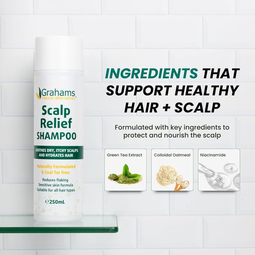 Grahams Natural Scalp Relief Shampoo - Dandruff & Itchy Scalp Treatment with Colloidal Oatmeal | 8.45 fl oz