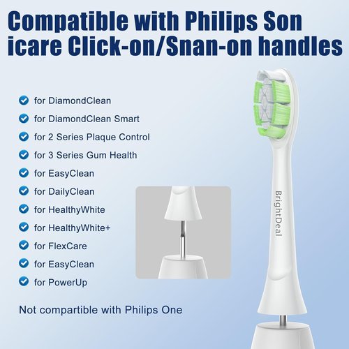 BrightDeal Sonicare Replacement Heads - Compatible with DiamondClean & FlexCare | 8 Pack, White