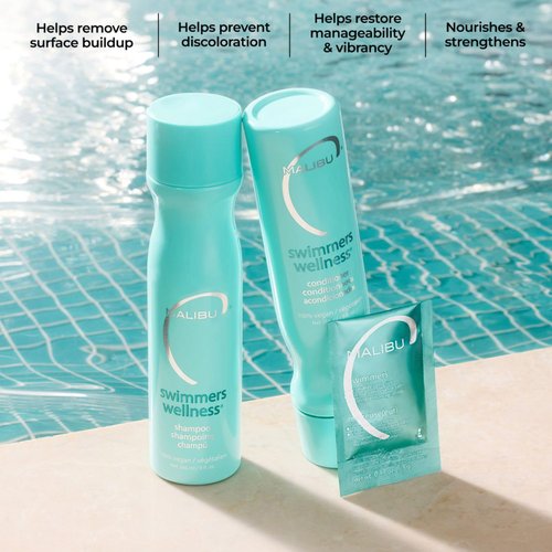 Malibu C Swimmers Wellness Shampoo - Protects Against Chlorine Damage & Strengthens Brittle Hair - 12 oz