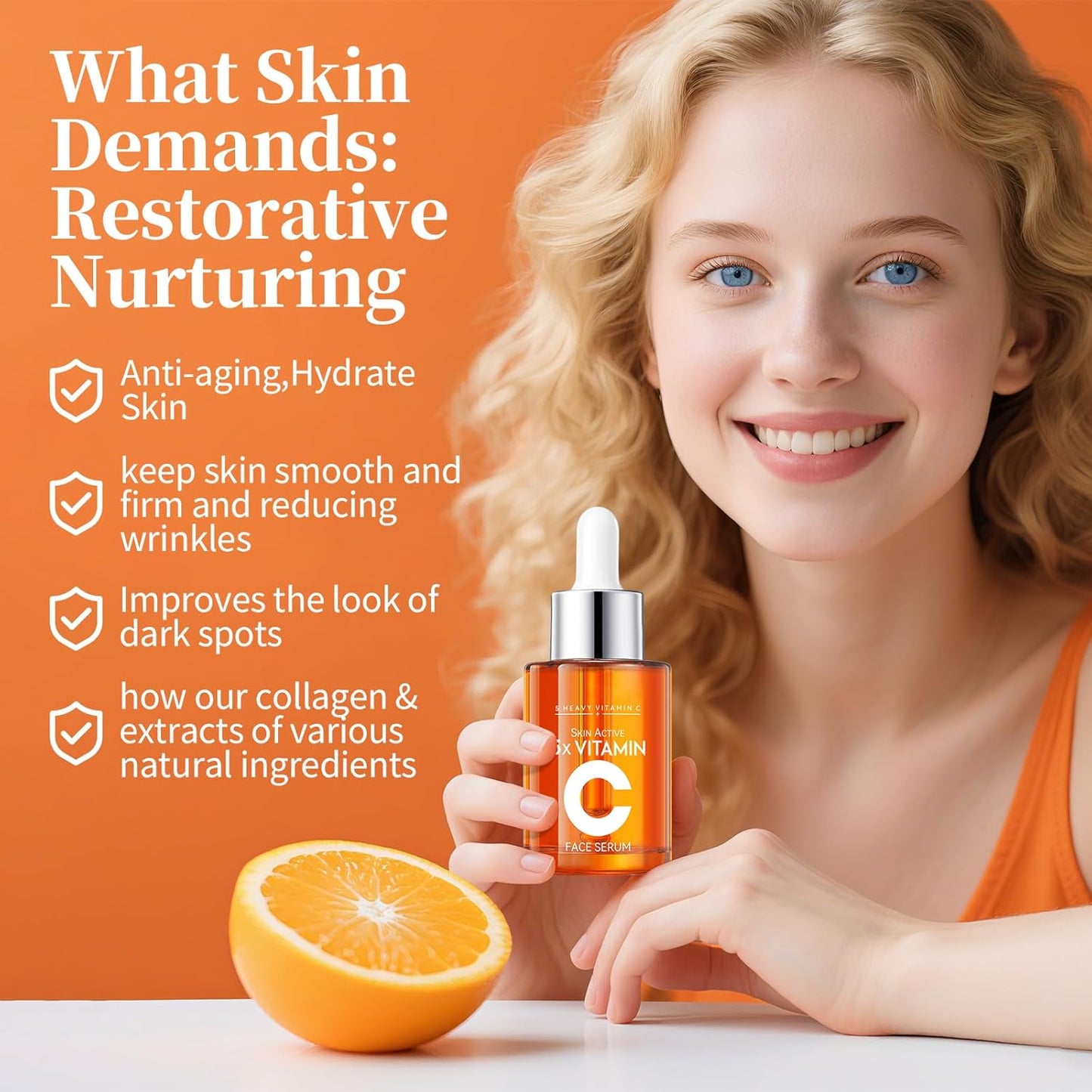 Skiennix Vitamin C Serum 20% - Anti-Aging & Hydrating Formula with Hyaluronic Acid | 1 Fl Oz