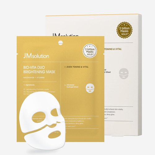 JMsolution Bio Vita Duo Brightening Hydrogel Mask - Overnight Hydrating Treatment | 4 Sheets | Vitamin C & E Antioxidants for Radiant Glow