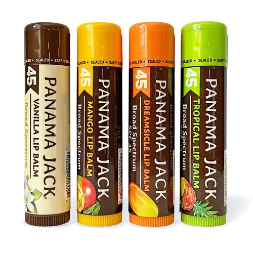 Panama Jack Sunscreen Lip Balm - SPF 45 Broad Spectrum Protection | Soothes Dry, Chapped Lips (Flavor Pack)