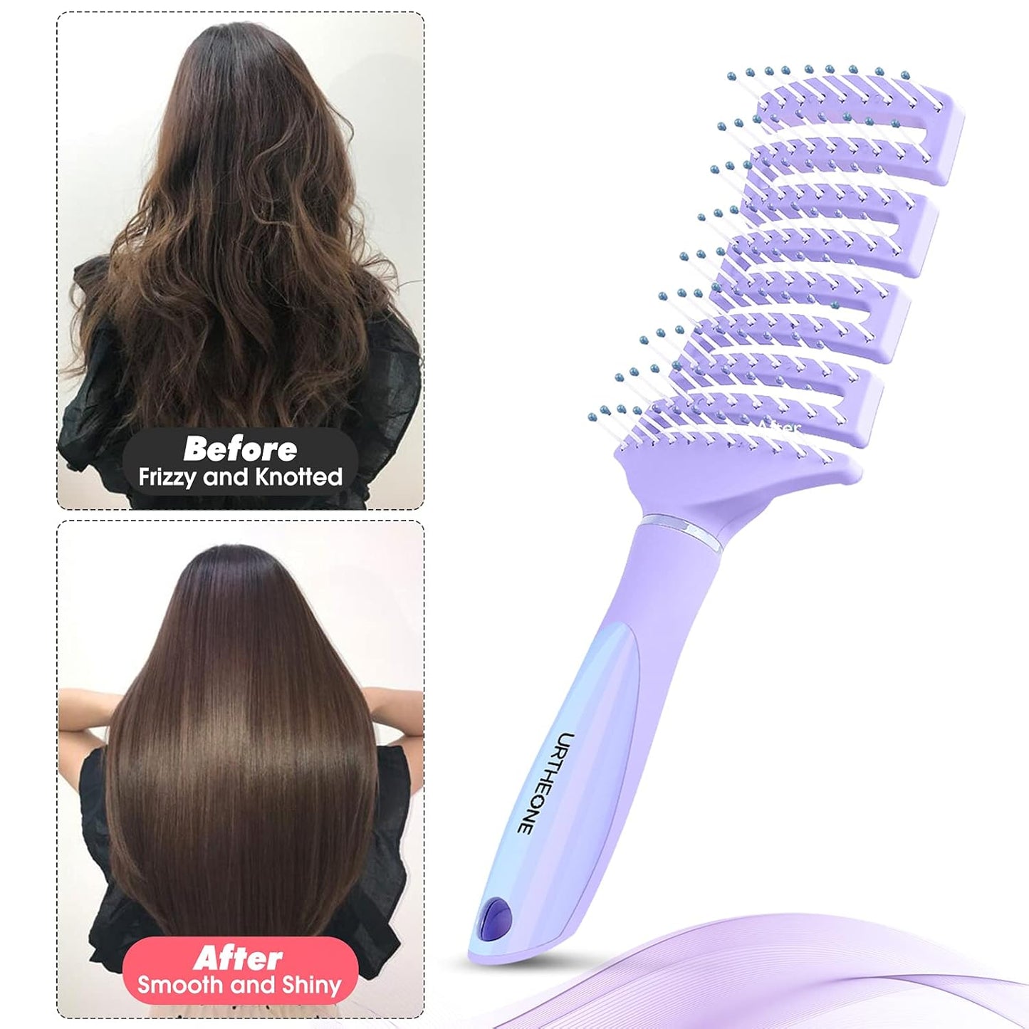 Skiennix Curved Vented Hair Brush - Professional Detangling for All Hair Types | Faster Blow Drying