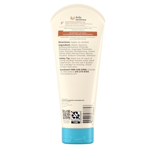 Aveeno Baby Daily Moisture Body Lotion for Sensitive Skin, Hypoallergenic Moisturizing Baby Lotion with Nourishing Oatmeal to Deeply Moisturize Baby's Skin, Fragrance-Free, 8 fl. oz