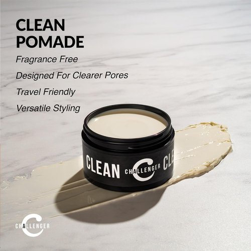 Challenger Fragrance Free Cream Pomade - Non-Comedogenic Hair Gel with Medium Firm Hold | 3oz