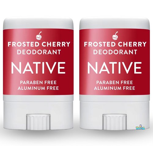 Native Holiday Limited Edition Mini Deodorant - Aluminum-Free Frosted Cherry - Travel Size 0.35oz (Pack of 2)