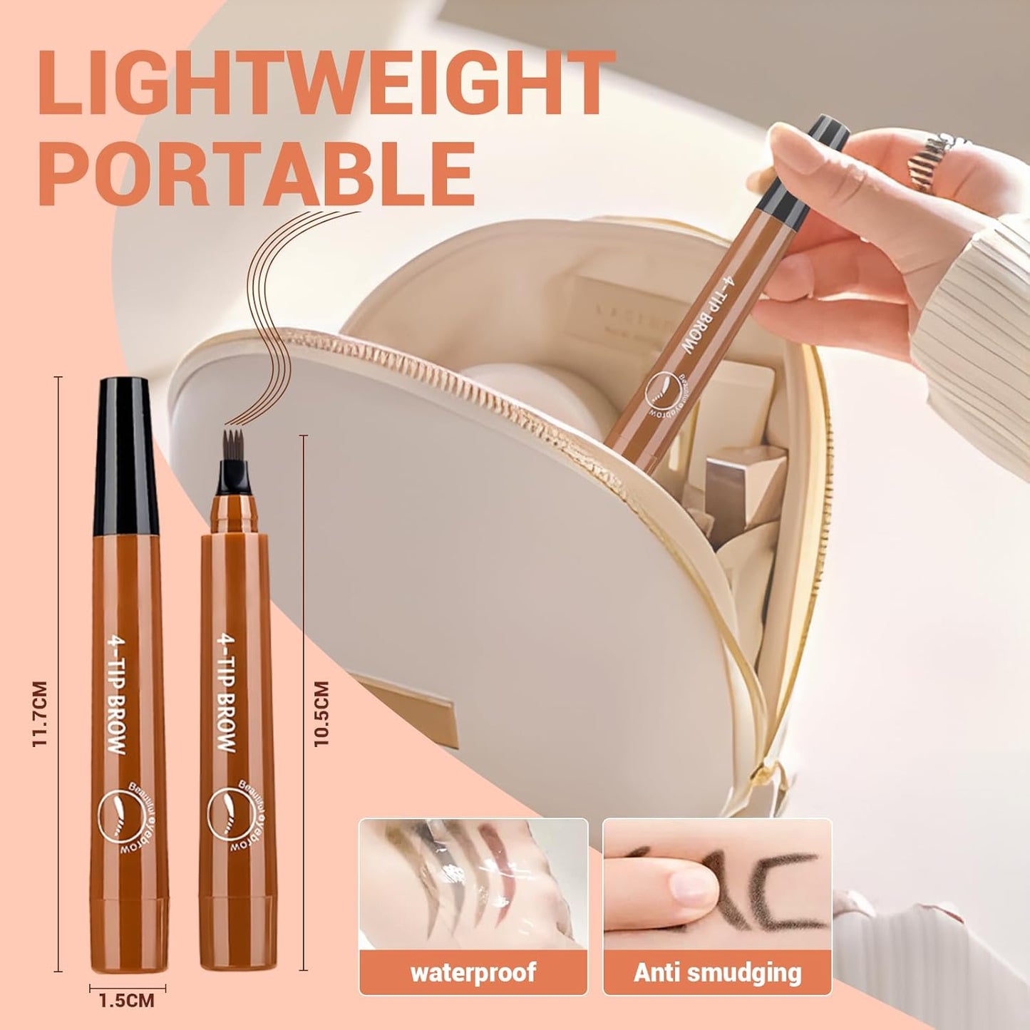 Skiennix Microblading Eyebrow Pencil - Long-Lasting, Natural-Looking Hair-Like Brows | Dark Brown