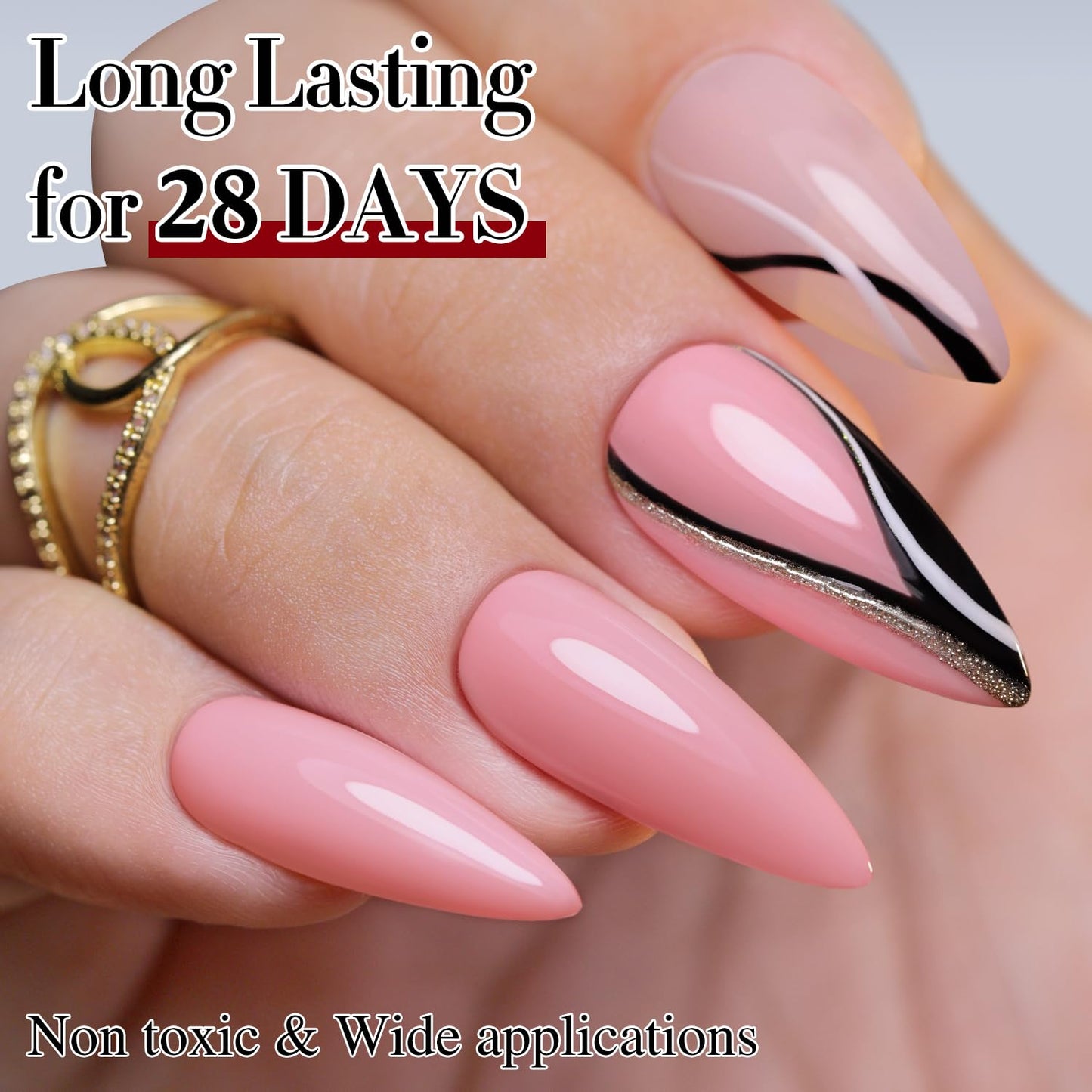 Double Rhythm 15ML Gel Polish Jelly Sheer Pastel Light Milky Color 1 PC 0.53 OZ Bottle UV Nail Polish Art Salon at Home for Women (Pink-B-A1035)