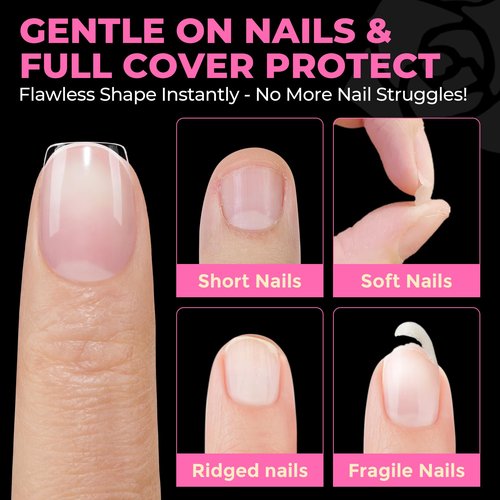 UNA GELLA Short Square Nail Tips 504PCS Pre Etched Extra Short Soft Gel Fake Nails Tips for Women DIY Squoval Press On Nails Extension French Style Salon Full Cover Acrylic Tips 12 Sizes