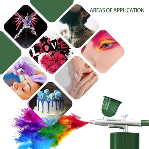 Airbrush Paint Airbrush Kit Airbrush Compressor Airbrush Nail Airbrush Machine Air Brushes for Makeup,Nail Art,Painting, Cake, Model Coloring (Green)