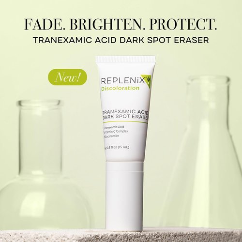 Replenix Tranexamic Acid Dark Spot Treatment, Daily Medical-Grade Topical Discoloration Serum for Uneven Skin Tone, Gluten, Paraben, Fragrance & Cruelty Free (0.5 oz)