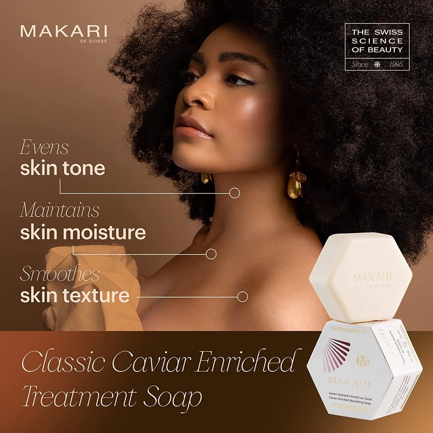 MAKARI Classic Caviar Enriched Treatment Soap 2 Pack (7 oz) | Moisturizing & Brightening Bar Soap for Face & Body | Anti-Aging Cleanser for Fine Lines & Wrinkles