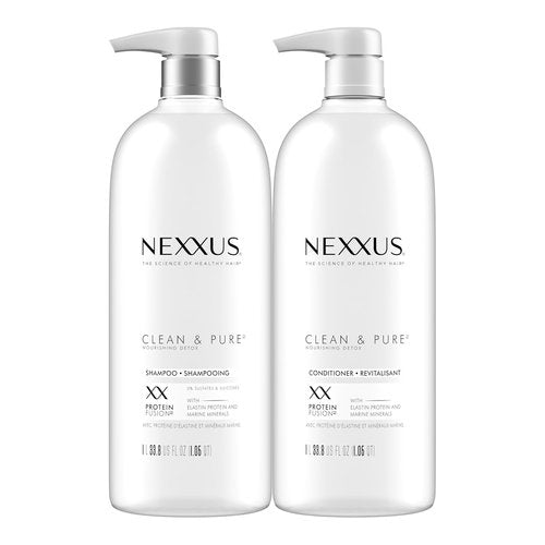 Nexxus Clean and Pure Clarifying Shampoo & Conditioner 2-Pack - Nourishing ProteinFusion, Paraben-Free, 33.8 oz
