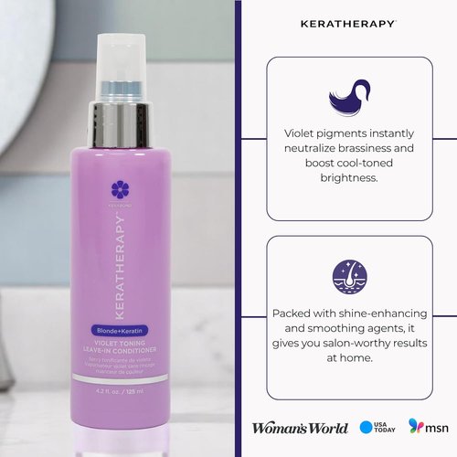 KERATHERAPY Keratin Infused Violet Toning Leave-In Protectant - Sulfate & Paraben Free for Blonde, Silver & Gray Hair | 3.7 fl. oz.