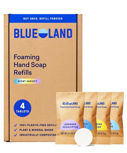 BLUELAND Foaming Hand Soap Tablets - Eco-Friendly Variety Pack Scents | 4 x 9 Fl Oz Refill