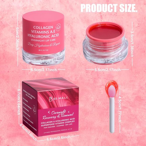 BS-MALL Watermelon Lip Balm Butter - Hydrating Overnight Mask for Soft, Kissable Lips | 20g