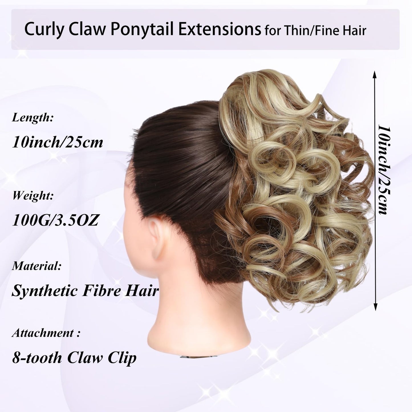 12" Short Curly Claw Ponytail Extensions Clip in Hair Extensions Hairpiece Messy Tousled Updo Hair Bun hair accessories for Women Girls (#12H24)