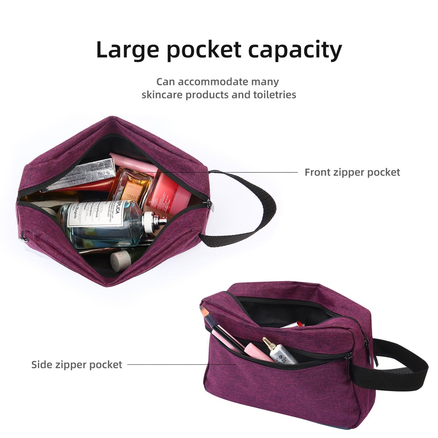 Icramsy Travel Toiletry bag Toiletry bag for women men Hanging Cosmetic bag Travel accessories Gift for Women Men (Deep purple)