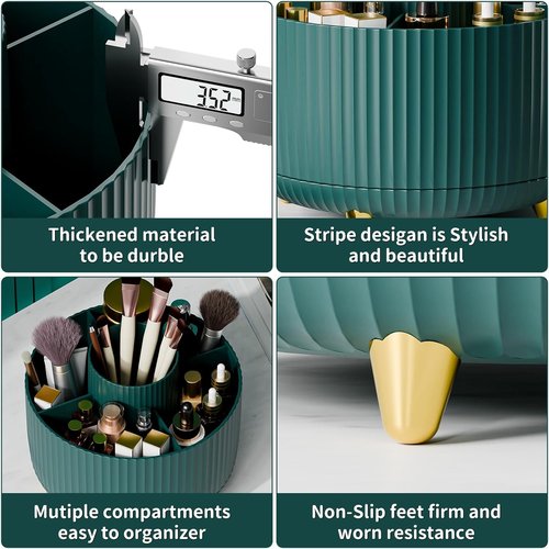 Fanado 360° Rotate Makeup Brush Holder - Stylish Organizer for Vanity & Bathroom (Green)