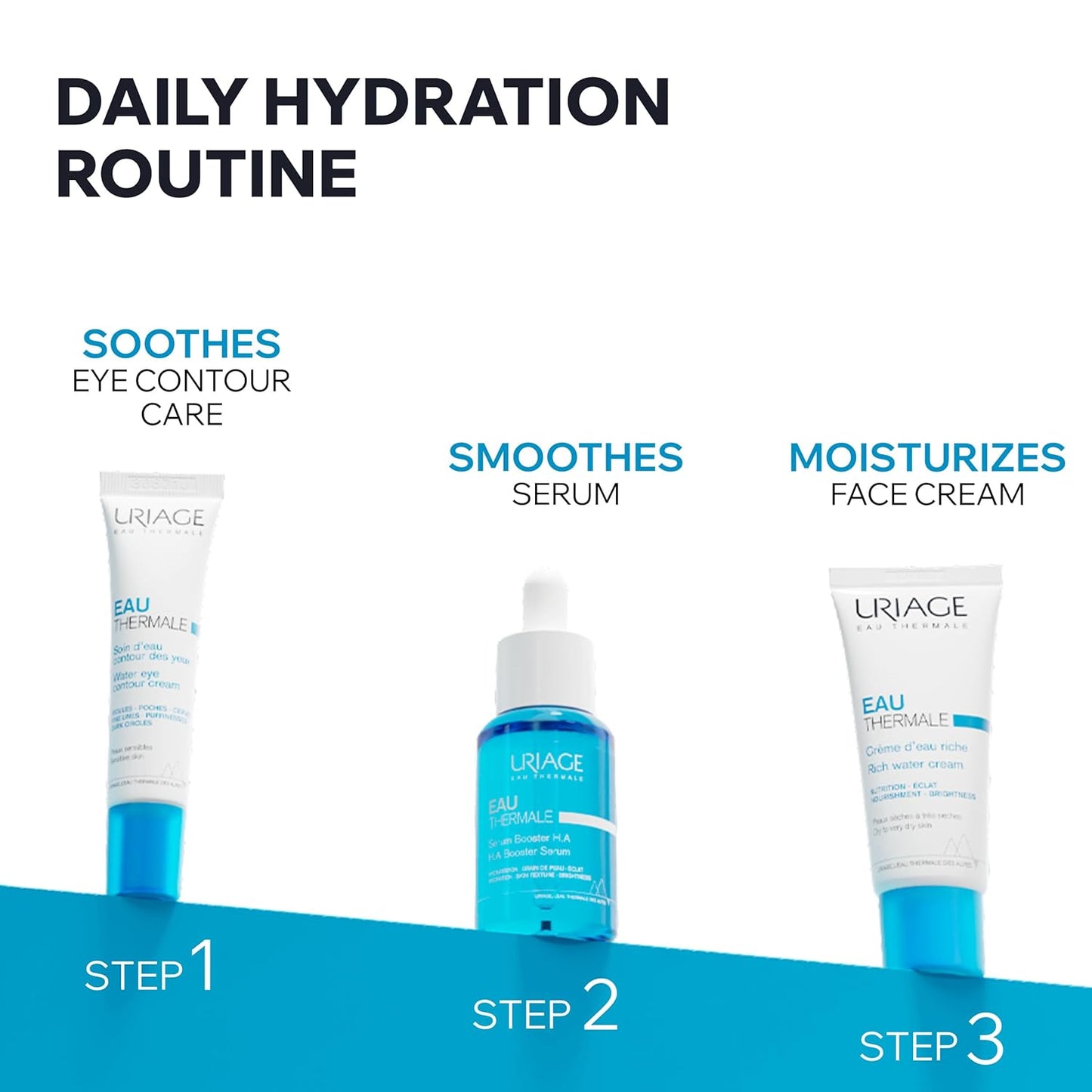 Uriage Rich Water Cream - Moisturizing Face Cream with Hyaluronic Acid for 24H Hydration & Radiance