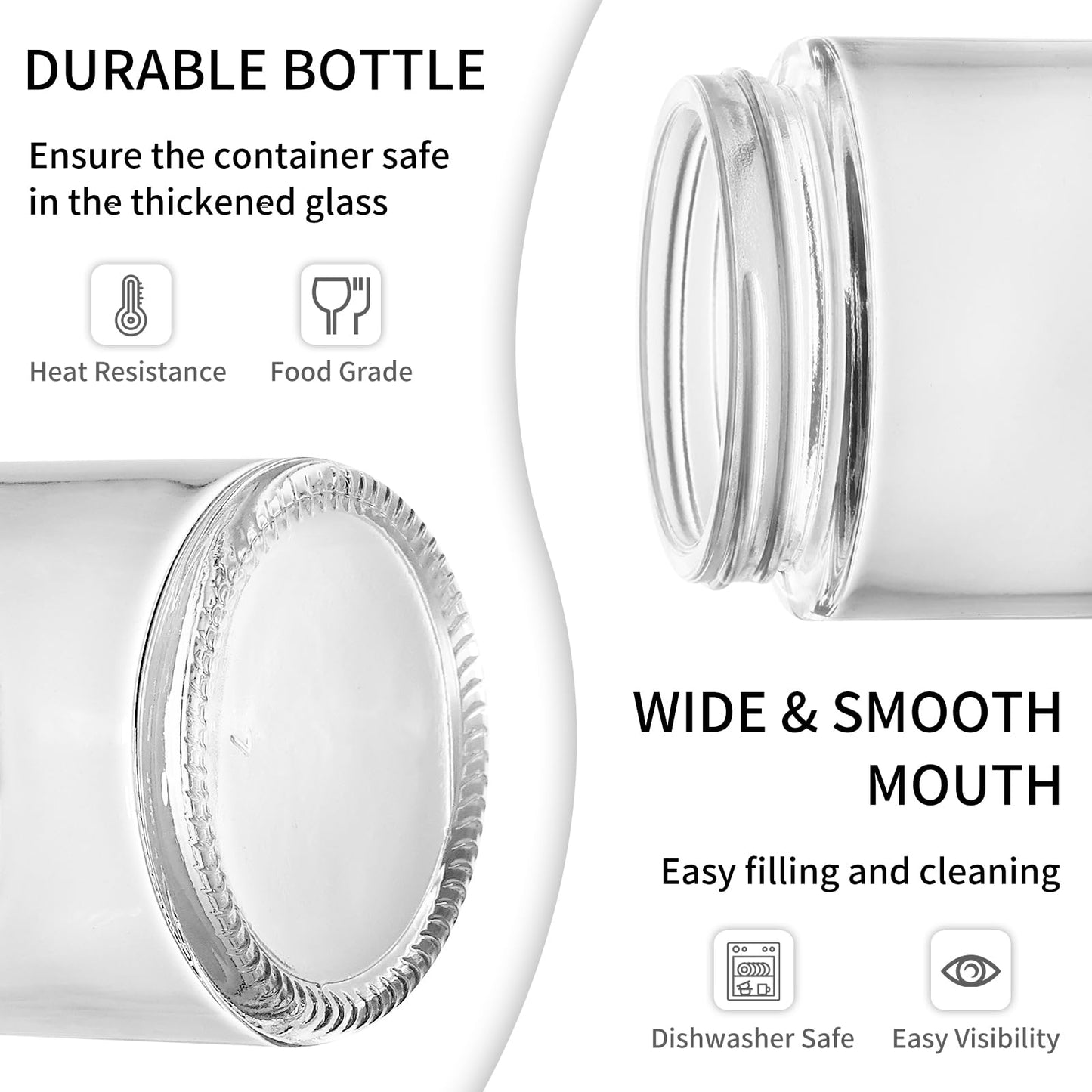 KEYWING 2oz Small Glass Jars with Black Lids, 35 Pack Clear Round Glass Cosmetic Jars with Inner Liners for Lotions, Powders and Ointments