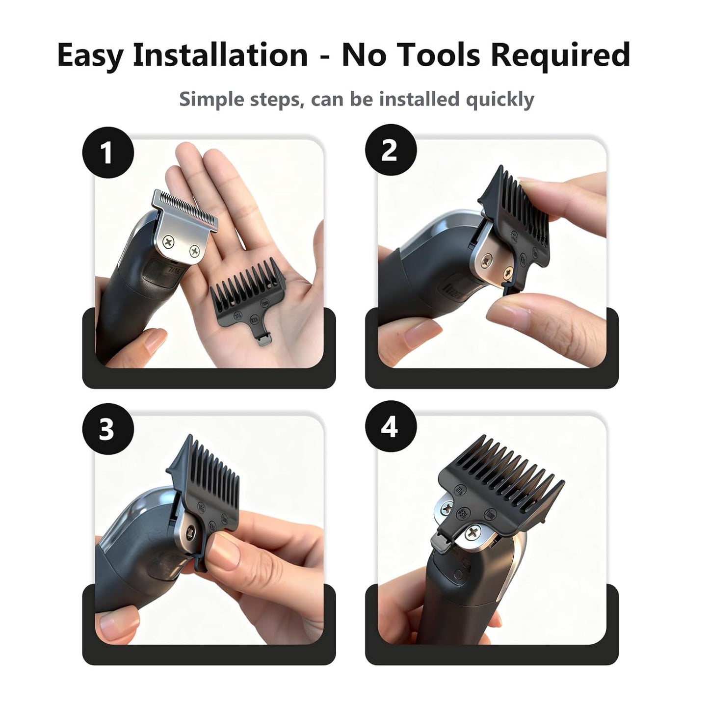 Wahl Beard Trimmer Guide Comb Set - 8 Full-Size Attachment Guards (1/16" to 1/2") for Precision Grooming