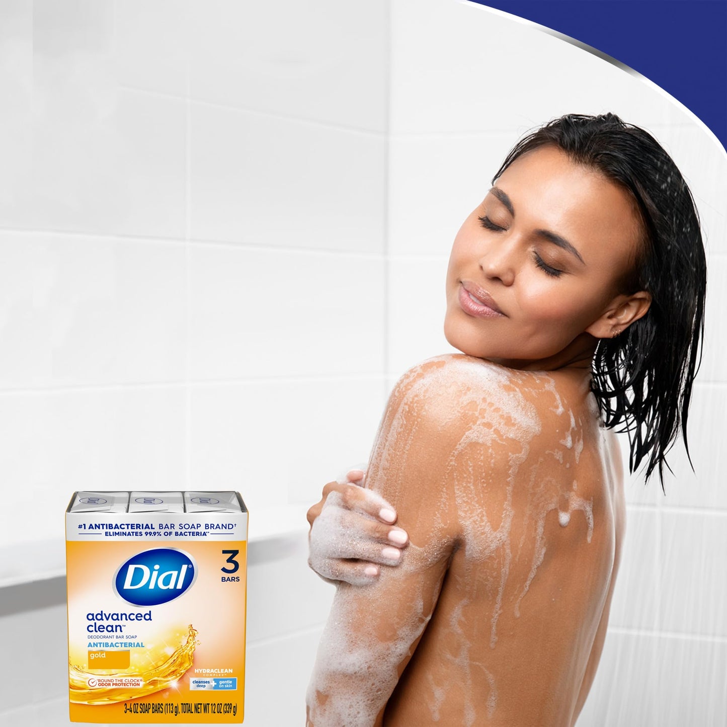 Dial Antibacterial Deodorant Bar Soap, Advanced Clean, Gold, 4 Oz, 32 Bars