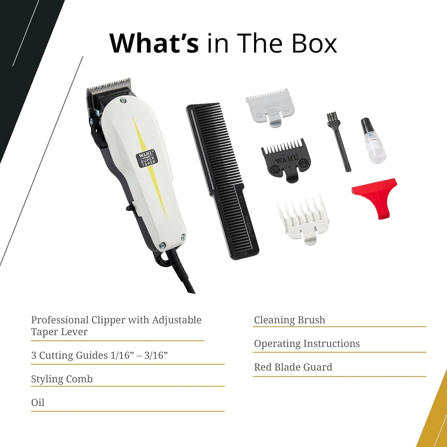 Wahl Professional Super Taper Clipper - High-Performance Adjustable Blade Electric Cutting Tool | Silver