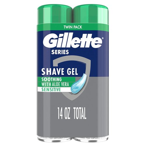 Gillette Shave Gel - 3X Action Formula for Sensitive Skin - Twin Pack, 7 Oz Each