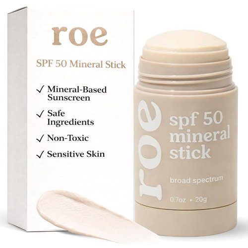 Roe Wellness Mineral Sunscreen Stick SPF 50 - Reef Safe Zinc Oxide Protection | Ideal for Face & Body, All Ages