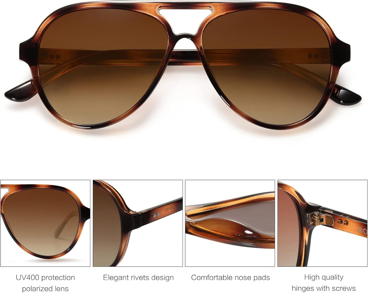 SOJOS Classic Polarized Aviator Sunglasses - Retro Trendy Shades for Men & Women | Model SJ2201