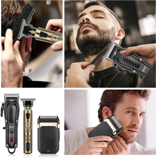 HIENA PRO Hair Clippers for Men - Cordless 3-in-1 Hair Cutting Kit with LED Display & Foil Shaver