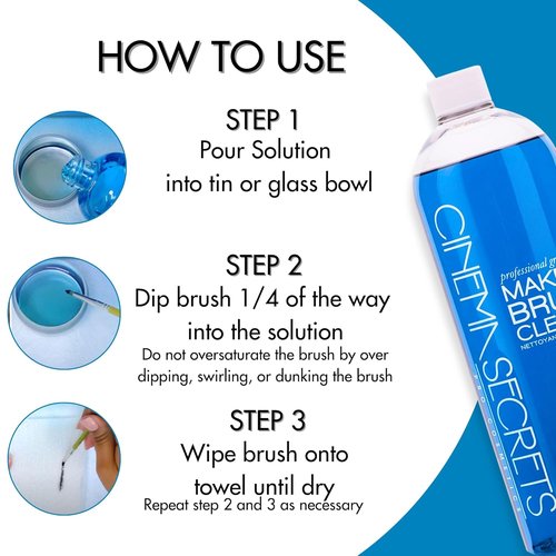 CINEMA SECRETS Professional Makeup Brush Cleaner - 32 Fl Oz | Gentle & Effective Formula, 2 Count