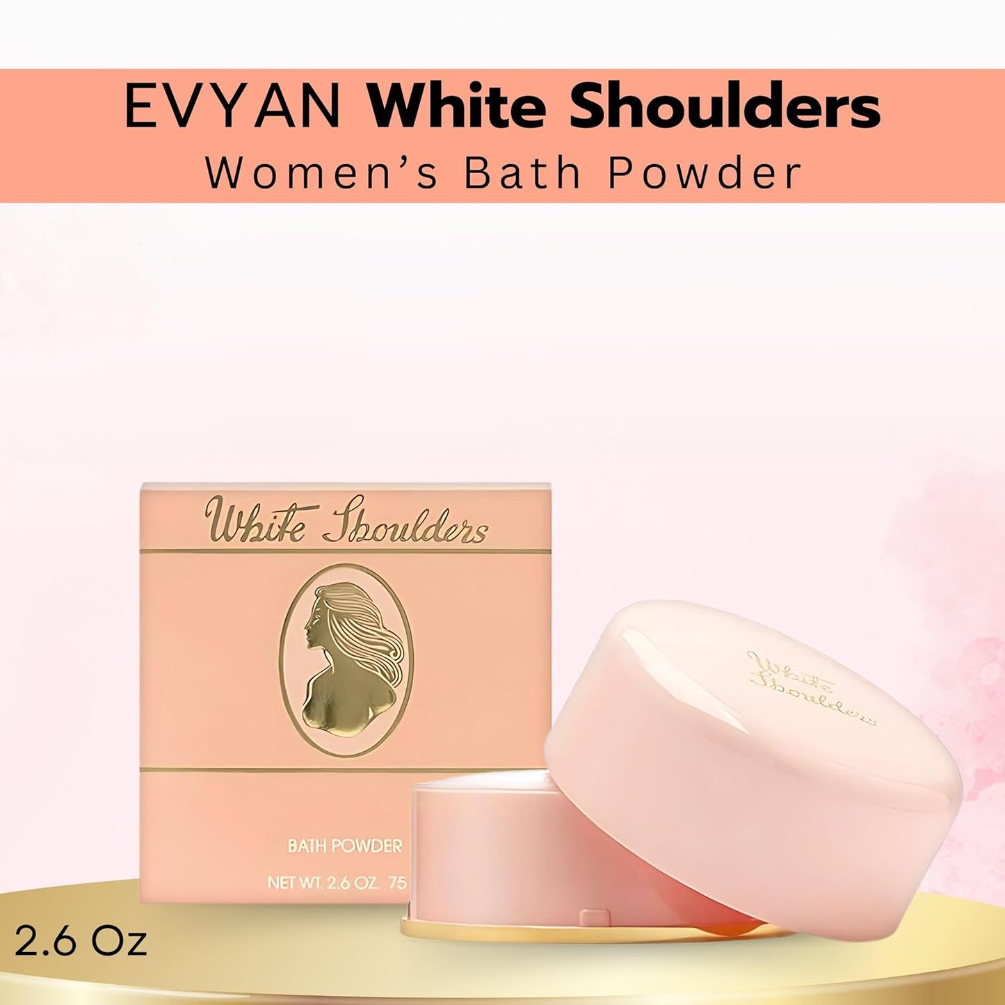 White Shoulders by Evyan Bath Powder for Women - 2.6 Oz | Luxurious Fragrance & Soft Skin