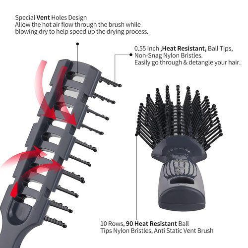 PERFEHAIR Vented Hair Brush - Heat Resistant & Static Free for All Hair Types | Ideal for Blow Drying & Styling