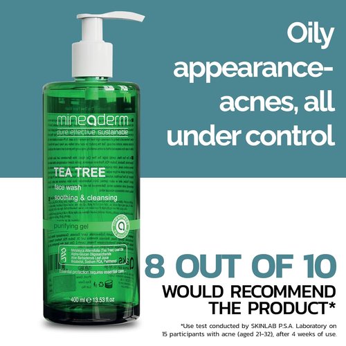 Mineaderm Tea Tree Oil Face Wash - Daily Cleanser for Oily & Acne-Prone Skin with Aloe Vera | 13.53 fl oz