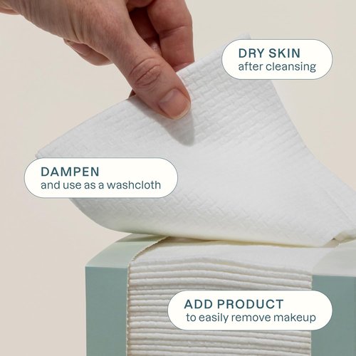 Cliganic Clean Face Towels - XL Disposable Ultra-Absorbent Hypoallergenic Makeup Remover Wipes | 50 Ct
