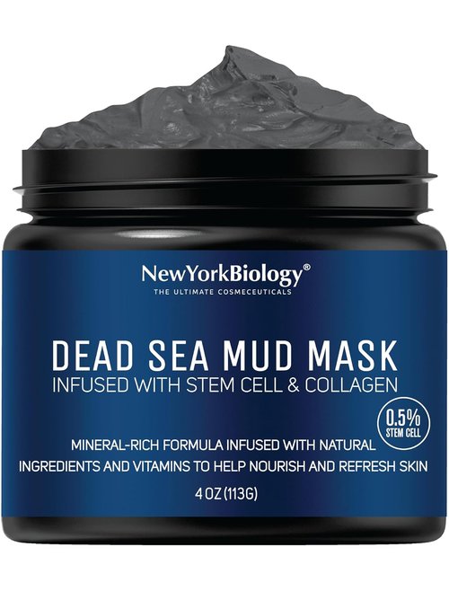 New York Biology Dead Sea Mud Mask - Spa Quality Pore Refiner with Stem Cell & Collagen | 4 oz for Oily Skin