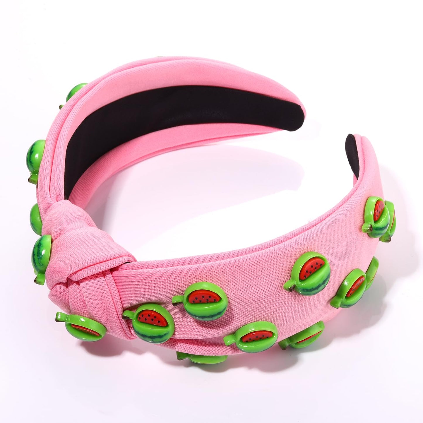 VOGUEKNOCK Fruit Headbands for Women Girls Tropical Watermelon Knotted Headband Summer Beach Headwear Hair Accessories(Watermelon-Pink)