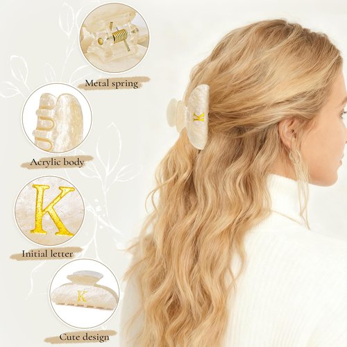 Fycert Gifts for Women Teen Girls - Cute Hair Clips Initial Claw | Birthday Gifts | Bridesmaid Gifts | Preppy Trendy Stuff Personalized Hair Claws Accessories - Gold,A